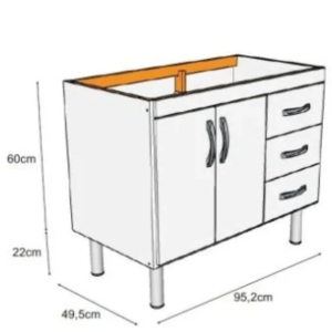 Gabinete cozinha Tóquio 96 cm branco (Sem Pia) - Imagem 3