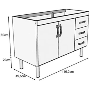 Gabinete cozinha Tóquio 116,2 cm branco (Sem Pia) - Imagem 4