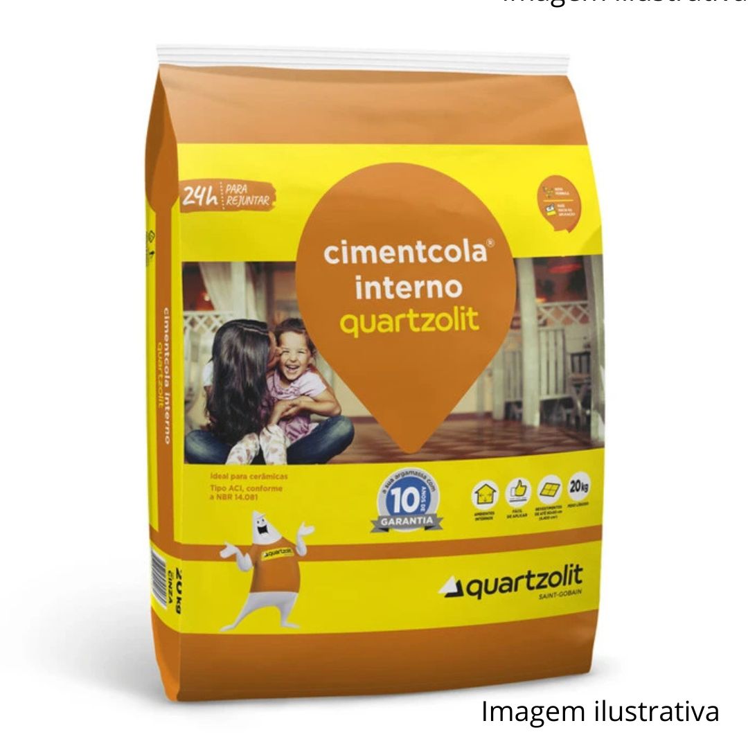 Argamassa Cimentcola Quartzolit Interna AC1 Cinza 20Kg - Franzana